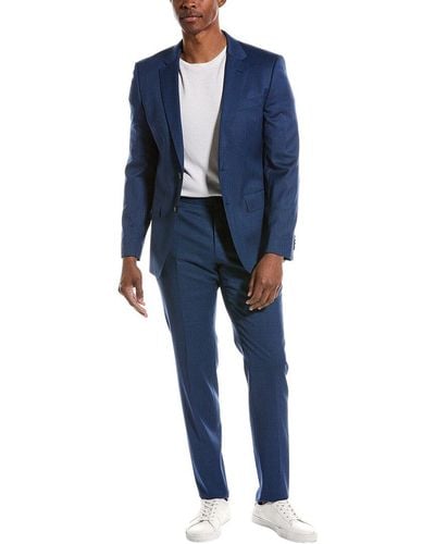 BOSS Wool-blend Suit With Flat Front Pant - Blue