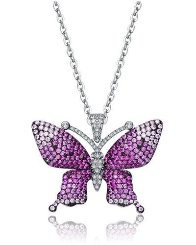 Genevive Jewelry Two-tone Over Silver Cz Necklace - Purple