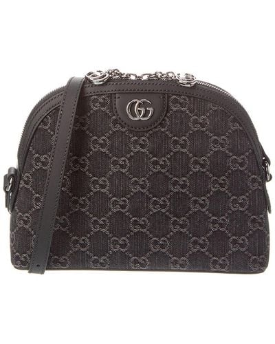 Gucci Ophidia Small GG Denim & Leather Shoulder Bag - Gray