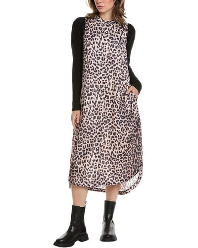 AllSaints Angelina Leo Wool & Alpaca-blend Twofer Midi Dress - Black