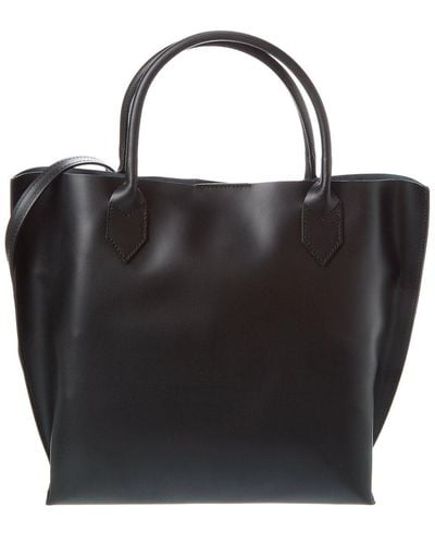 Italian Leather Top Handle Bag - Black