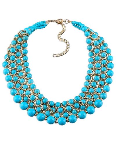 Liv Oliver 18k 75.00 Ct. Tw. Turquoise Statement Necklace - Blue