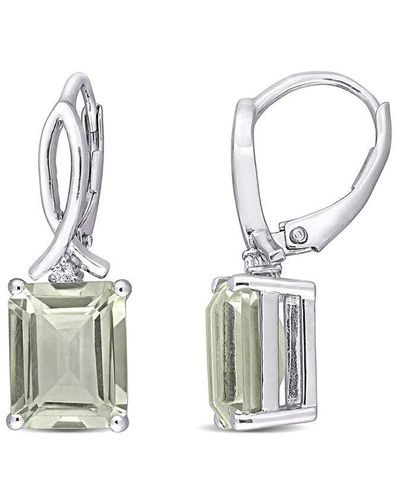 Rina Limor Silver 6.46 Ct. Tw. Gemstone Octagon Earrings - White