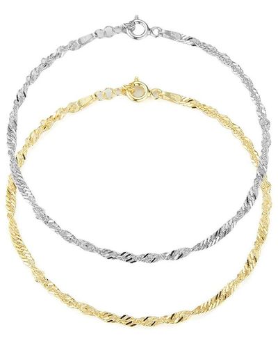 Glaze Jewelry 18k Over Silver Singapore Chain Bracelet - White
