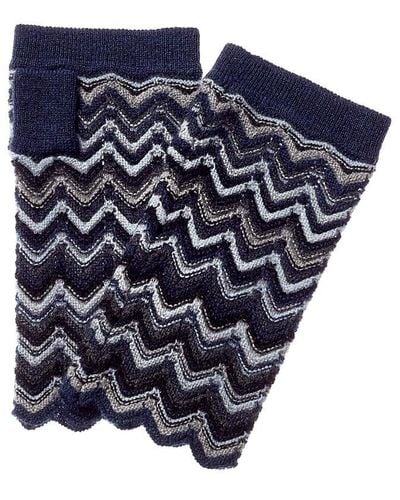 Forte Zigzag Cashmere Texting Gloves - Blue