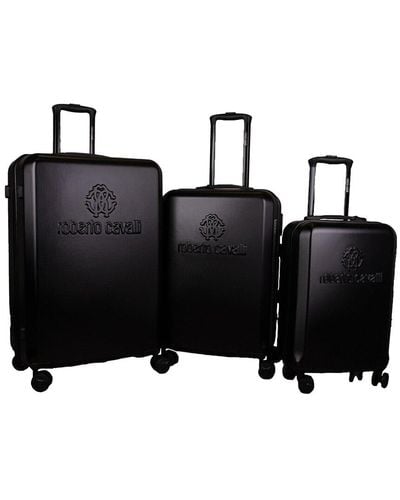 Roberto Cavalli Classic Logo 3pc Expandable Luggage Set - Black