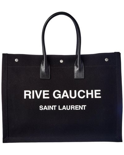 Saint Laurent Noe Rive Gauche Canvas & Leather Tote - Black