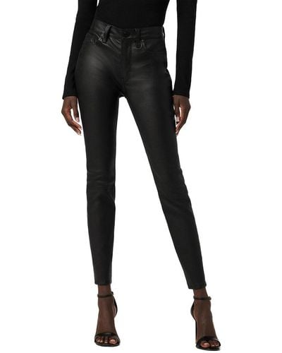 Hudson Jeans Barbara Black Leather Ultra High Rise Super Skinny Jean