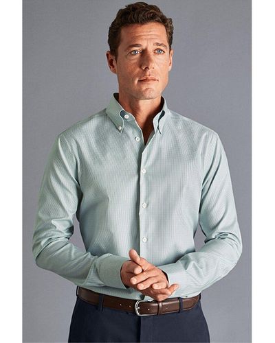 Charles Tyrwhitt Non-iron Button-down Check Slim Fit Shirt - Gray
