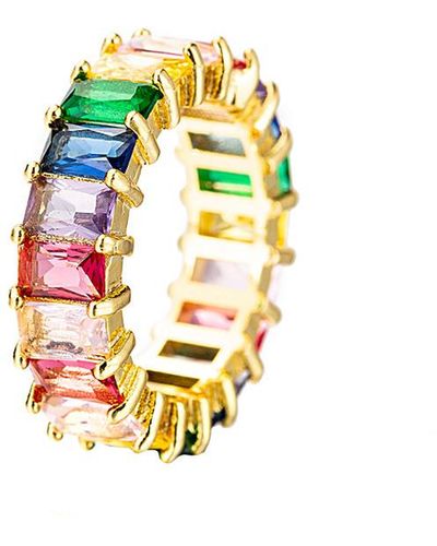 Eye Candy LA Luxe Collection 18k Plated Cz Rainbow Ring - Metallic