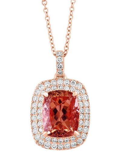 Effy Fine Jewelry 14k Rose Gold 3.67 Ct. Tw. Diamond & Morganite Pendant - Red