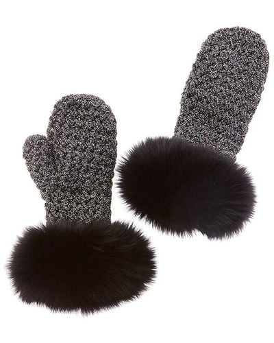 Surell Fleece-lined Knit Mittens - Black
