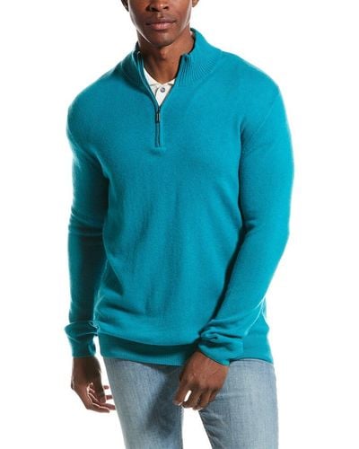 Forte 1/4-zip Cashmere Mock Sweater - Blue