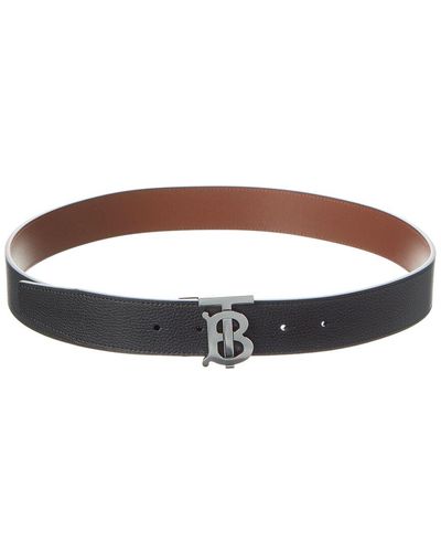 Burberry Monogram Buckled Reversible Leather Belt - Brown
