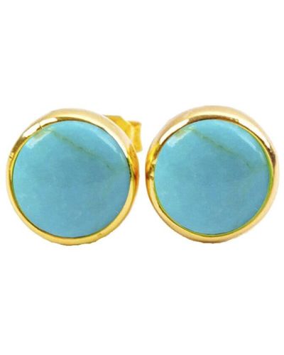 Liv Oliver 18k Plated Turquoise Stud Earrings - Blue
