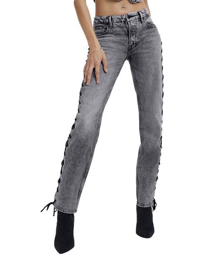 GOOD AMERICAN Good Icon Lace-up Black Bootcut Jean - Blue