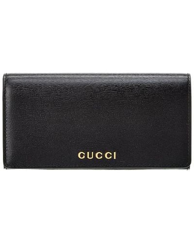 Gucci Logo Leather Continental Wallet - Black