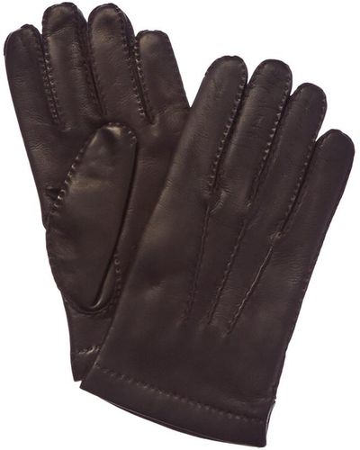 Portolano Chocolate Cashmere-lined Leather Gloves - Brown