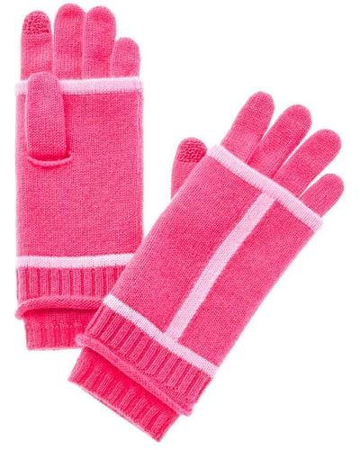 Hannah Rose Jersey Roll Welt Cashmere Gloves - Pink