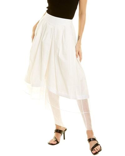 Rosie Assoulin Sheer Panel Silk-lined Skirt - Natural