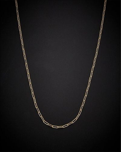 Italian Gold 14K Italian Polished Paperclip Chain Necklace - Black