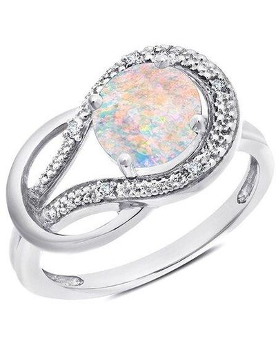 MAX + STONE Max + Stone 10k 1.02 Ct. Tw. Diamond & Created Opal Eternity Ring - White