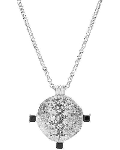 Gabi Rielle Silver Crystal Power Of The Serpents Medallion Necklace - Metallic