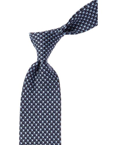 Ferragamo Animal-print Silk Tie - Blue
