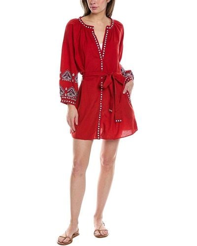 Melissa Odabash Tania Linen-blend Mini Dress - Red