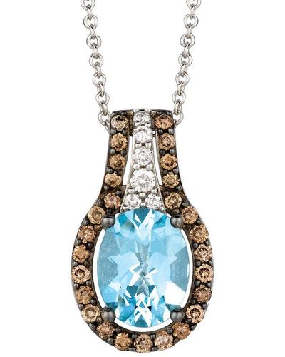 Le Vian Le Vian 14k Vanilla Gold 1.75 Ct. Tw. Diamond & Aquamarine Pendant Necklace - Blue