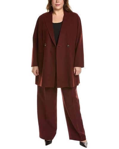 Lafayette 148 New York Plus Double-breasted Wool Coat - Red