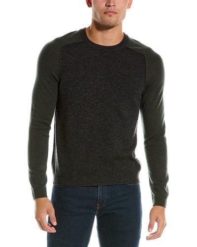 Autumn Cashmere Colorblocked Saddle Wool & Cashmere-blend Crewneck Sweater - Black