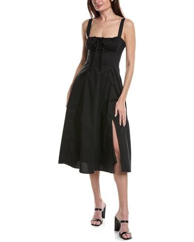 Moonsea Lace-up Midi Dress - Black
