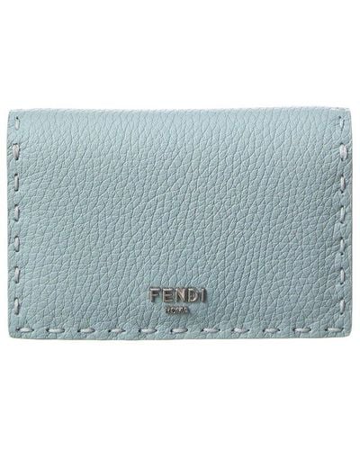 Fendi Peekaboo Leather Card Case - Blue