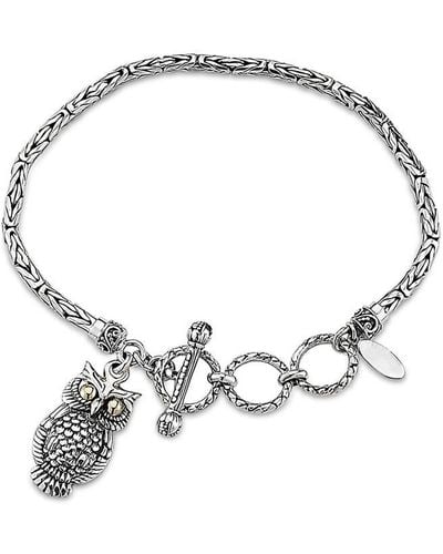 Samuel B. 18k Over Silver Owl Charm Bracelet - White