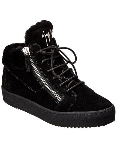 Giuseppe Zanotti May Suede & Shearling Sneaker - Black