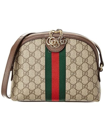 Gucci Ophidia Small GG Supreme Canvas & Leather Shoulder Bag - Brown