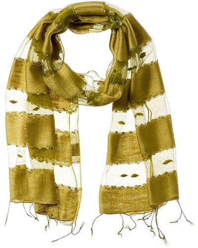 Blue Pacific Hand-woven Silk-blend Scarf - Yellow