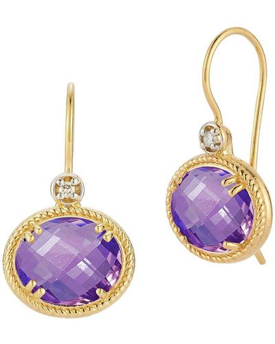 I. REISS 14k 5.44 Ct. Tw. Diamond & Amethyst Earrings - Purple