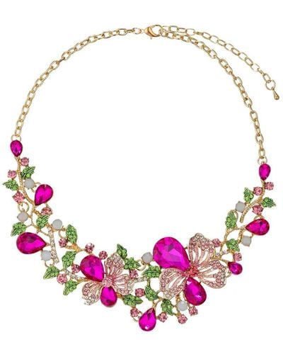 Eye Candy LA Glass Crystal Madison Statement Necklace - Pink