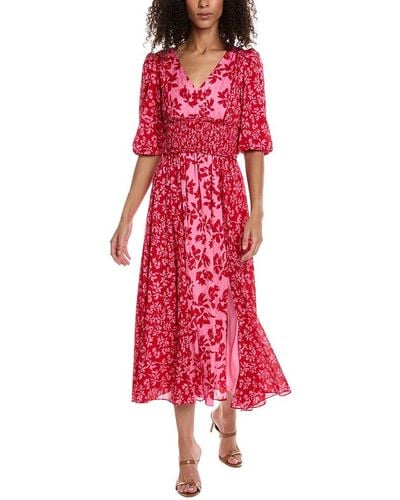 Taylor Printed Ditzy Yoryu Jacquard Maxi Dress - Red