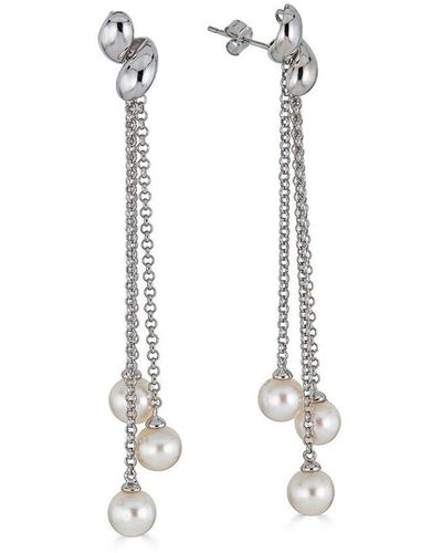 Belpearl Silver 8mm Freshwater Pearl Earrings - White