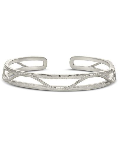 Sterling Forever Intricate Textured Cuff Bracelet - White