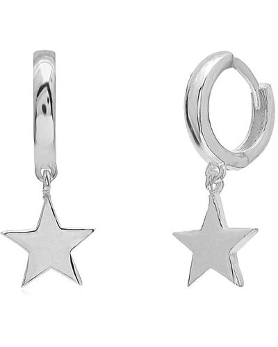 Gabi Rielle Silver Star Drop Earrings - White