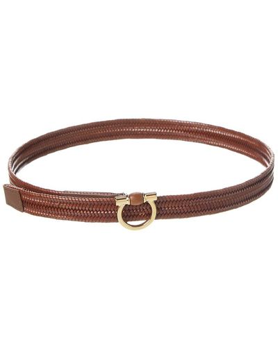 Ferragamo Fixed Gancini Leather Belt - Brown