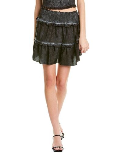 Nicole Miller Jacquard Garment-dyed Silk-blend Mini Skirt - Black