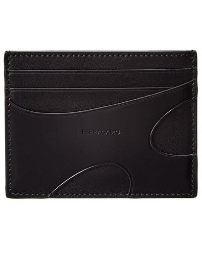 Ferragamo Cutout Leather Card Case - Black