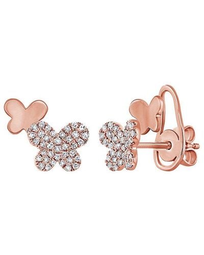 Sabrina Designs 14k Rose Gold 0.21 Ct. Tw. Diamond Butterfly Earrings - Pink