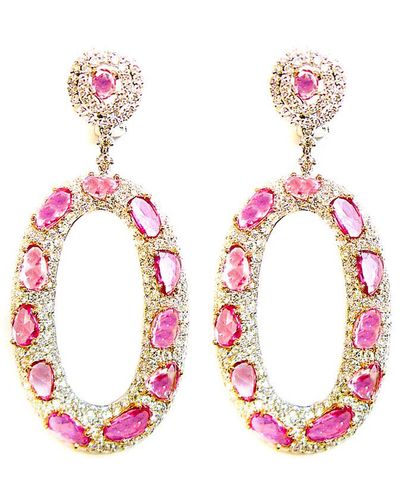 Diana M. Jewels Fine Jewelry 18k 23.47 Ct. Tw. Diamond & Sapphire Earrings - Pink
