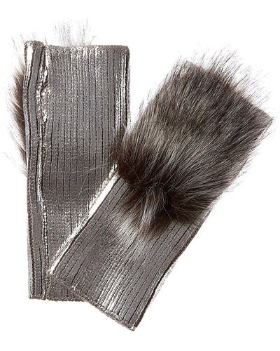 Adrienne Landau Metallic Gloves - Grey
